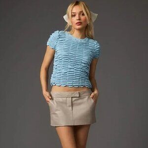 Anthropologie Blue Textured Crop Top